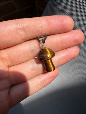 Tigers Eye mushroom pendant